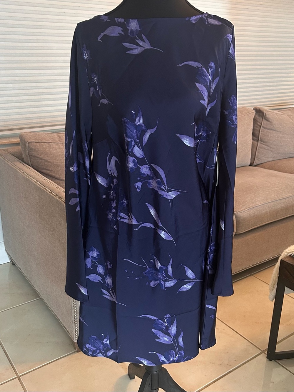 a new day Navy and Purple Floral Long-Sleeve Shift Dress